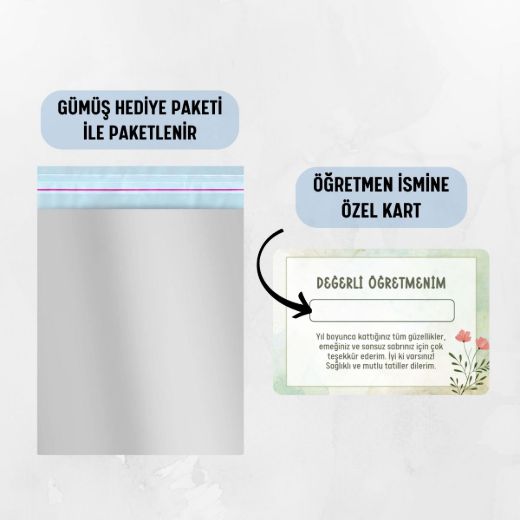 Lila Çiçekli Kalın Kapaklı A5 Defter / Öğretmen İsmine Özel resmi