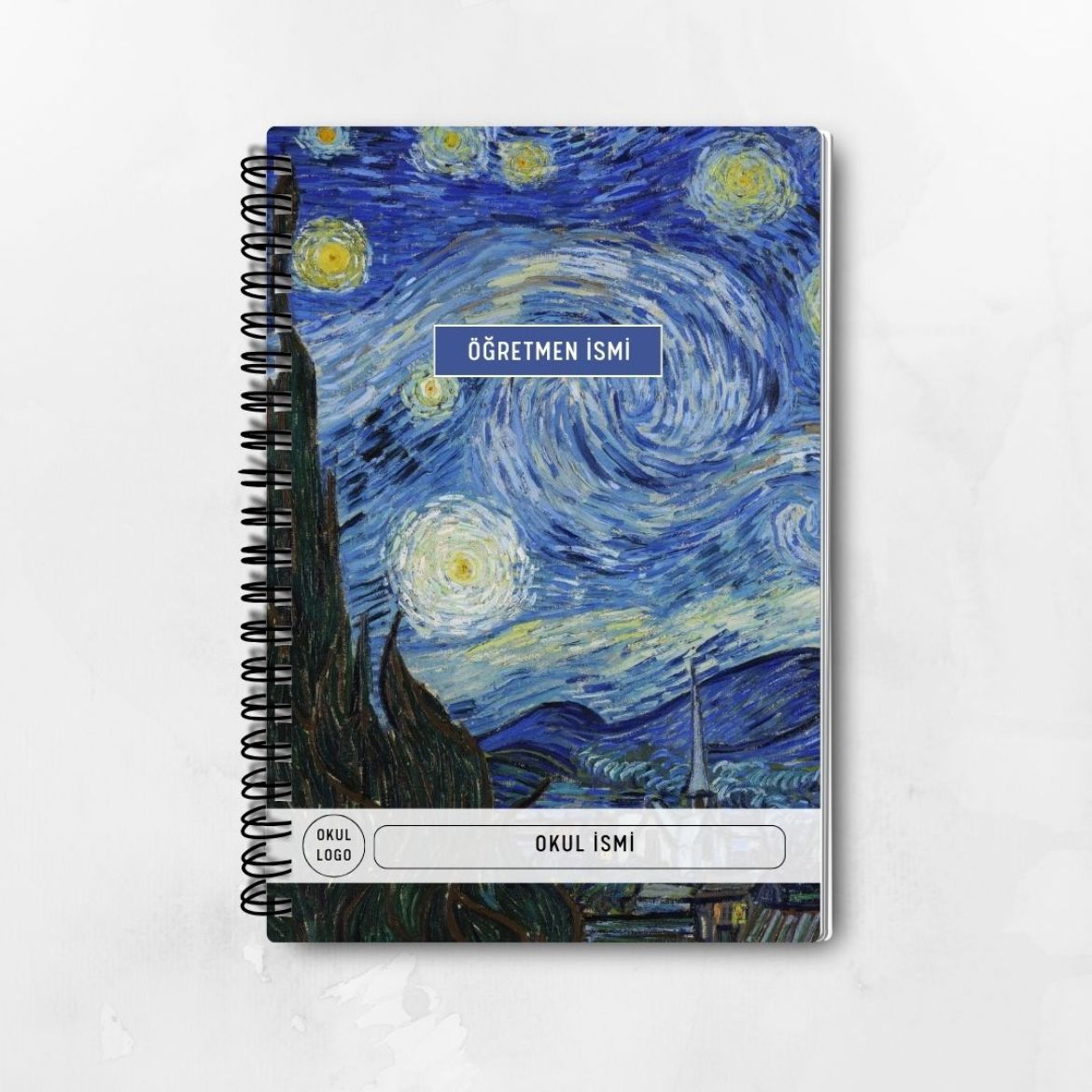 Van Gogh Yıldızlı Gece İnce Kapaklı A5 Defter resmi