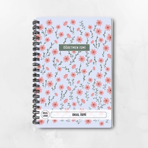 Lila Çiçekli İnce Kapaklı A5 Defter resmi